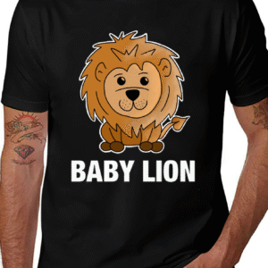 Baby Lion Graphic Tee - Cute Animal Cartoon Shirt