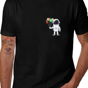 Astronaut & Planets Graphic T-Shirt - Black Casual Wear